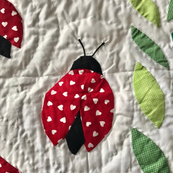 Vintage Britannica Home Fashions Ladybug Standard Pillow Sham Quilted 26" X 20" - Picture 8 of 16